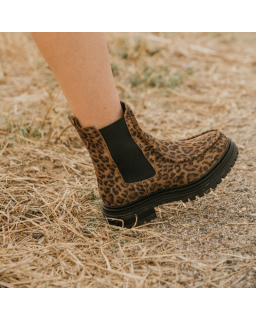 Boots léopard femme en cuir velours | Style urbain Reqins