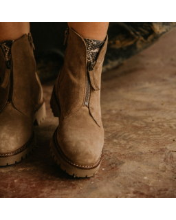 Boots Dickson en cuir velours & python – Élégance & confort | Reqins