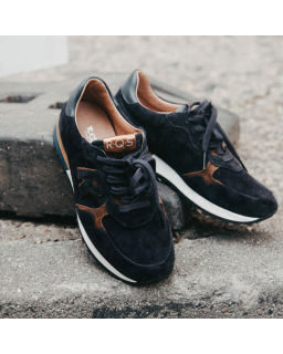 Women's velvet leather lace top sneakers