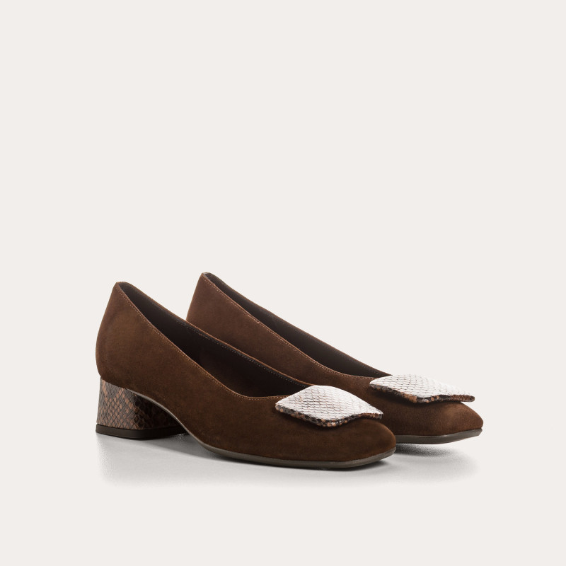 Ballerines Kefir en cuir velours imprimé python | Reqins