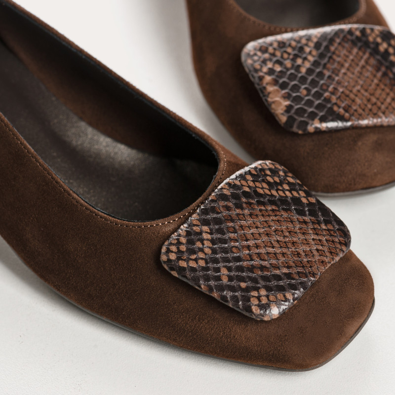 Ballerines Kefir en cuir velours imprimé python | Reqins