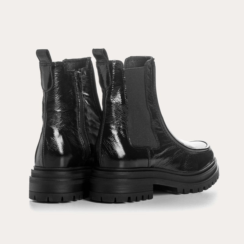 Boots Selena cuir vernis noir | Reqins