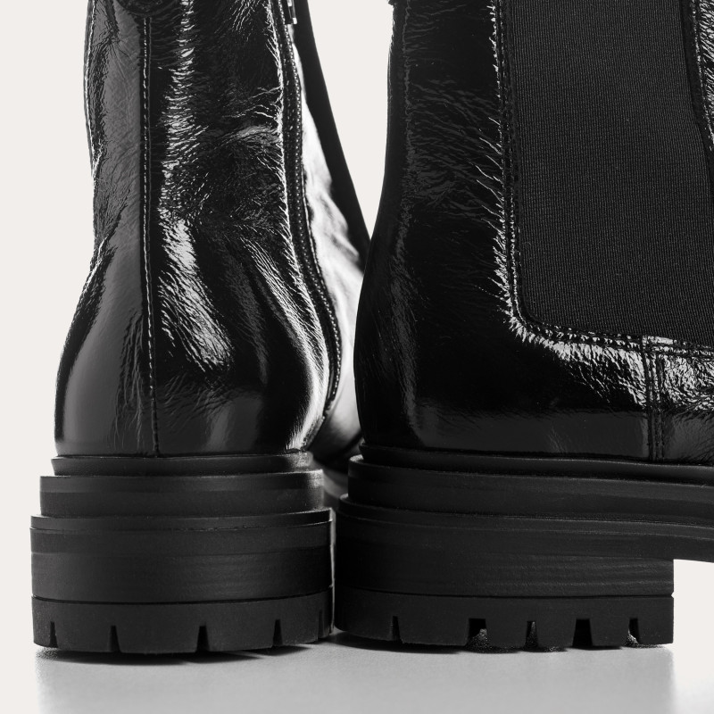 Boots Selena cuir vernis noir | Reqins