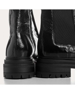 Boots Selena cuir vernis noir | Reqins