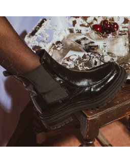 Boots Selena cuir vernis noir | Reqins