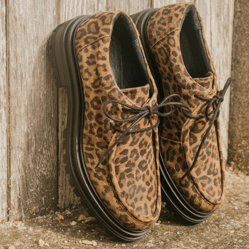 Velvet leather leopard moccasins | Affirmed style and comfort Reqins
