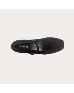 Babies à talons en cuir velours