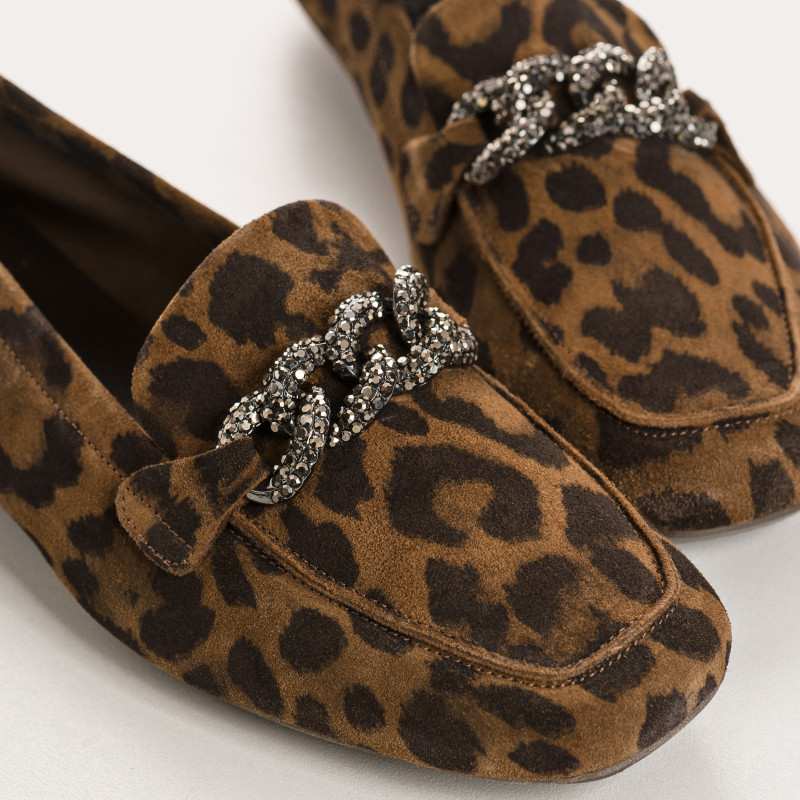 Mocassins femme en cuir velours imprimé – Modèle Holding | Reqins