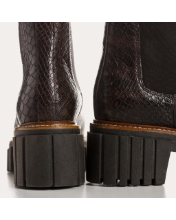 Boots Chelse black leather embossed Python with elastic