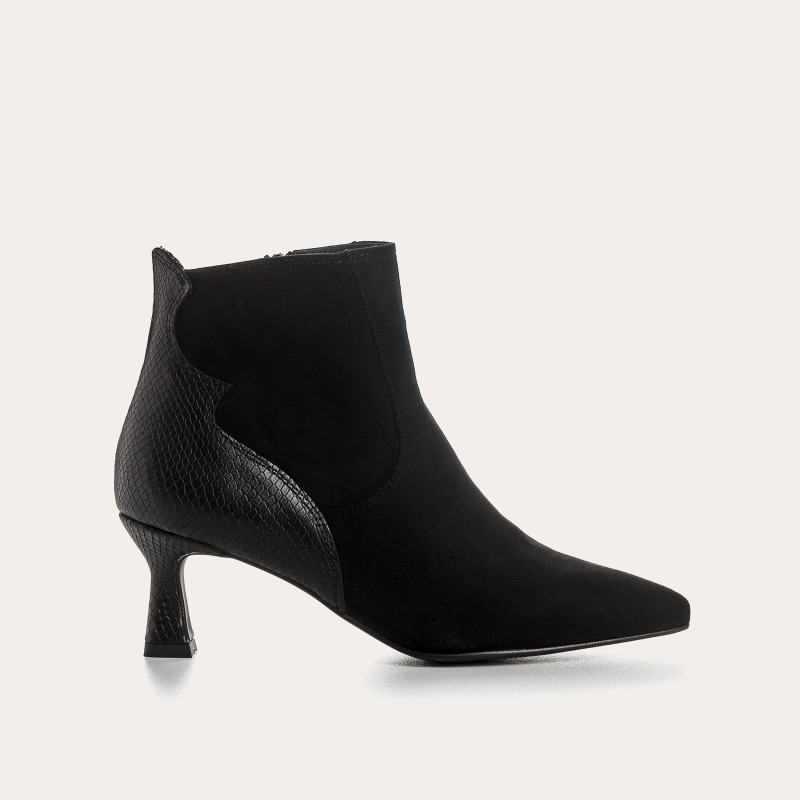 Boots femme en cuir velours imprimé – Modèle Petra | Reqins