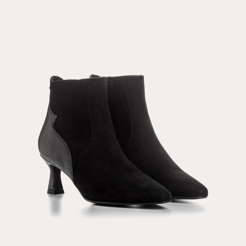 Boots femme en cuir velours imprimé – Modèle Petra | Reqins