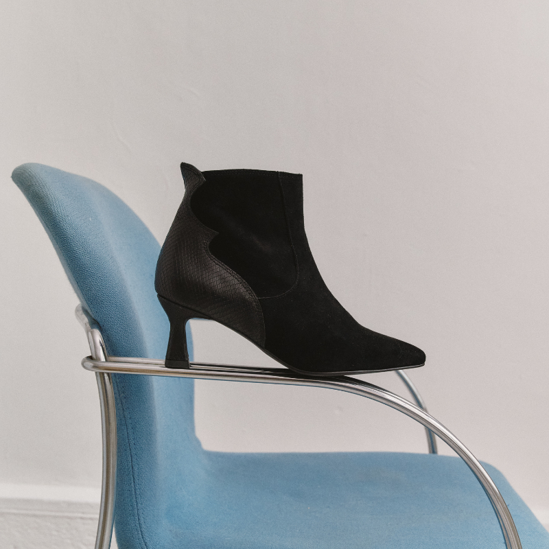 Women's Velvet Leather Boots Printed - Petra Model | Reqins