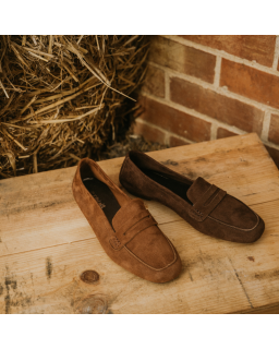 COLLAGE MOCASSINS SQUARE TOP OF VELVET LEATHER