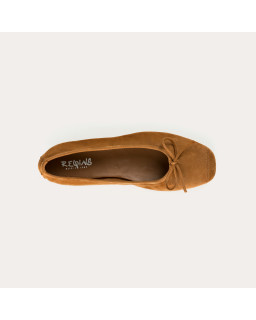 Flat ballerinas with velvet leather knot with tip reinforcement