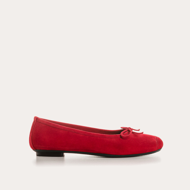 Flat ballerinas with velvet leather knot with tip reinforcement