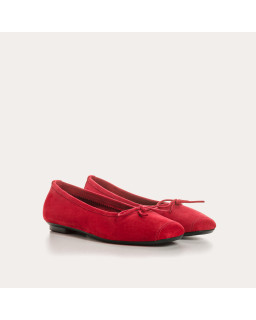 Flat ballerinas with velvet leather knot with tip reinforcement