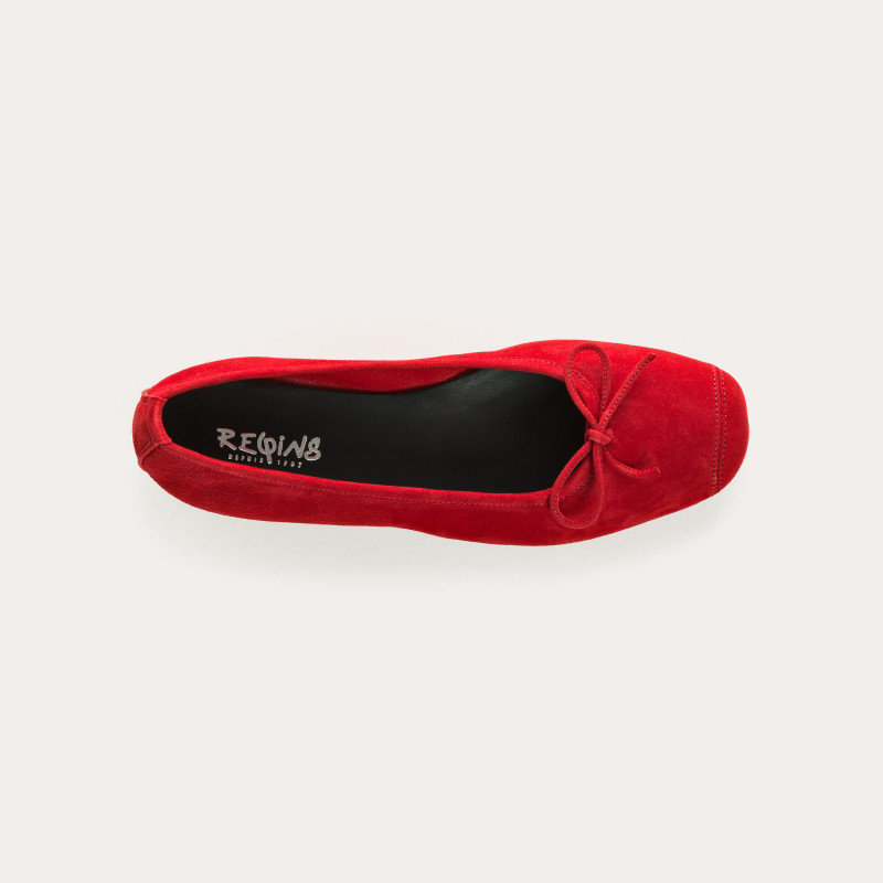 Flat ballerinas with velvet leather knot with tip reinforcement