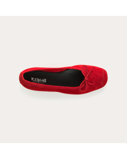 Flat ballerinas with velvet leather knot with tip reinforcement