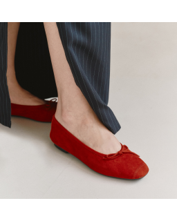 Flat ballerinas with velvet leather knot with tip reinforcement