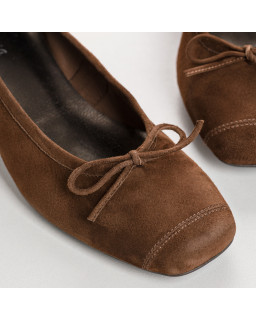 Ballerines à talons en cuir velours avec noeud
