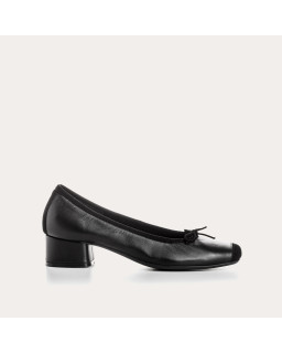 Smooth leather heel ballerinas with velvet reinforcement