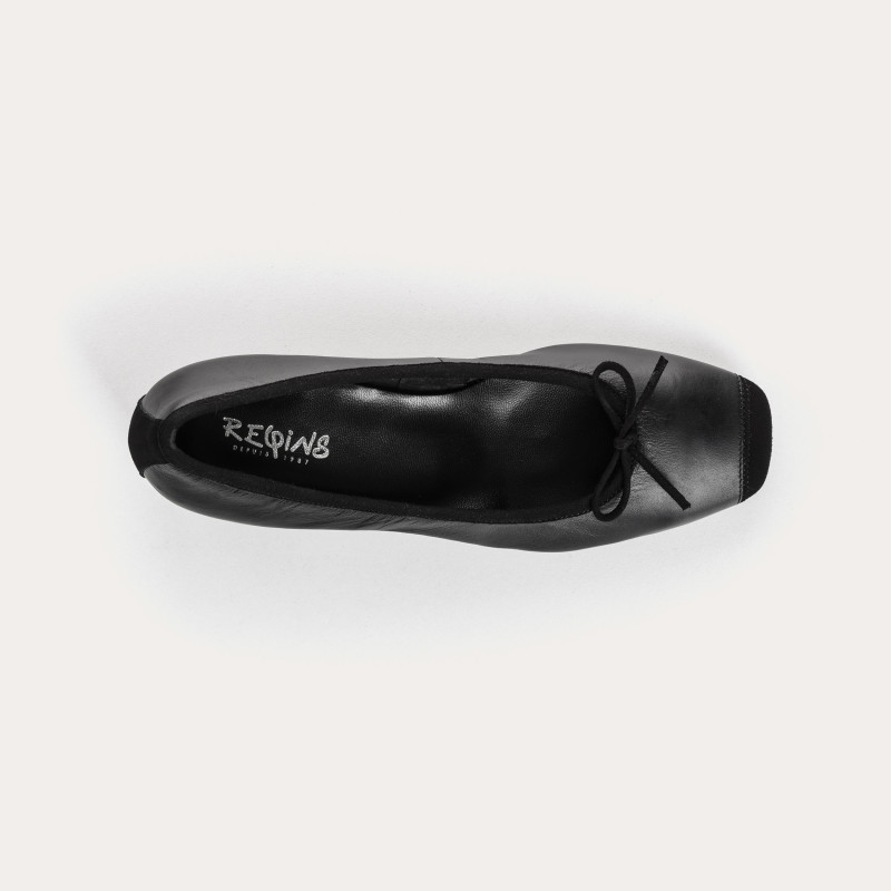 Smooth leather heel ballerinas with velvet reinforcement