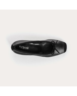 Smooth leather heel ballerinas with velvet reinforcement