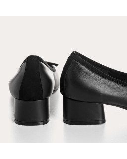 Smooth leather heel ballerinas with velvet reinforcement