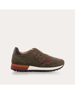 Baskets à lacets en cuir velours pour femme