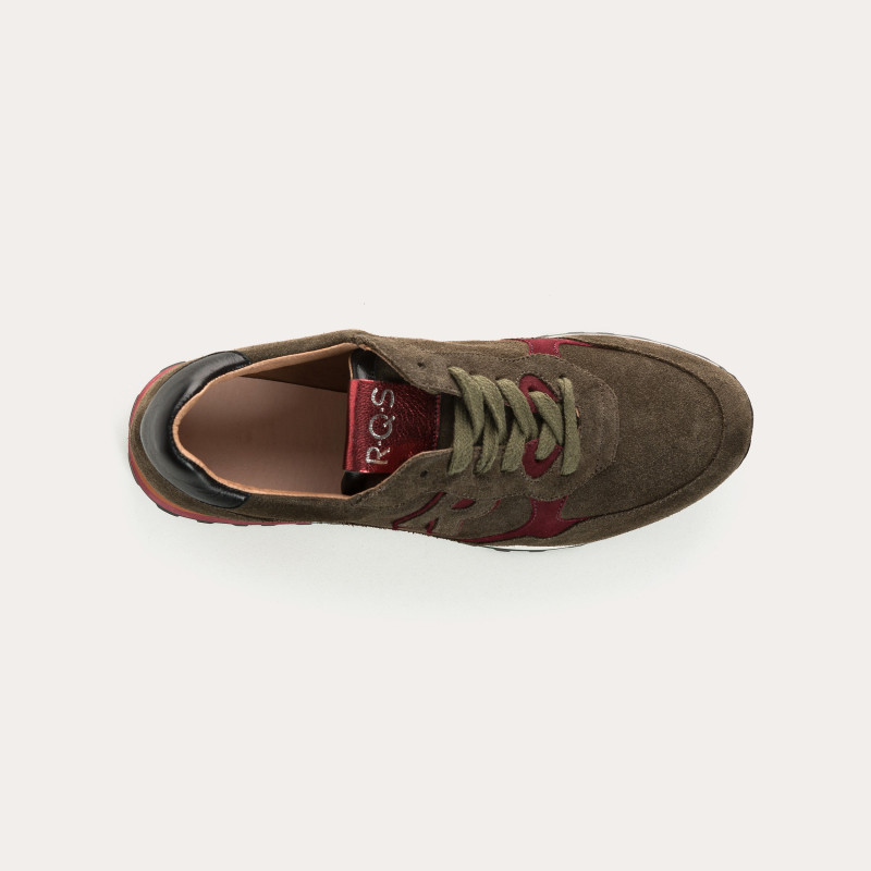 Baskets à lacets en cuir velours pour femme