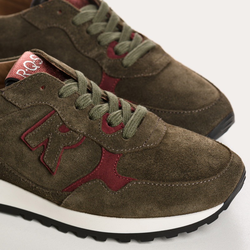 Baskets à lacets en cuir velours pour femme