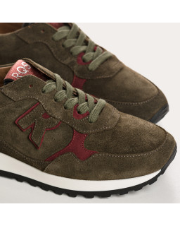 Baskets à lacets en cuir velours pour femme