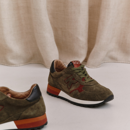 Baskets à lacets en cuir velours pour femme