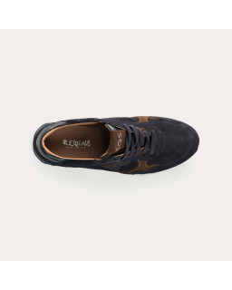 Women's velvet leather lace top sneakers