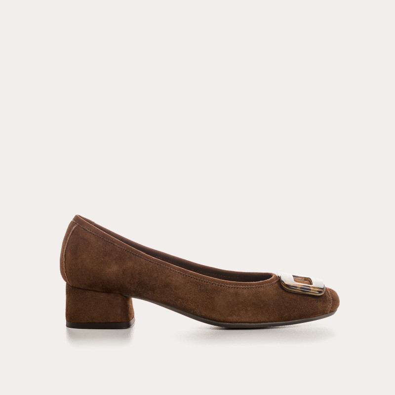 Ballerines Kornelia à talons en cuir velours - Reqins