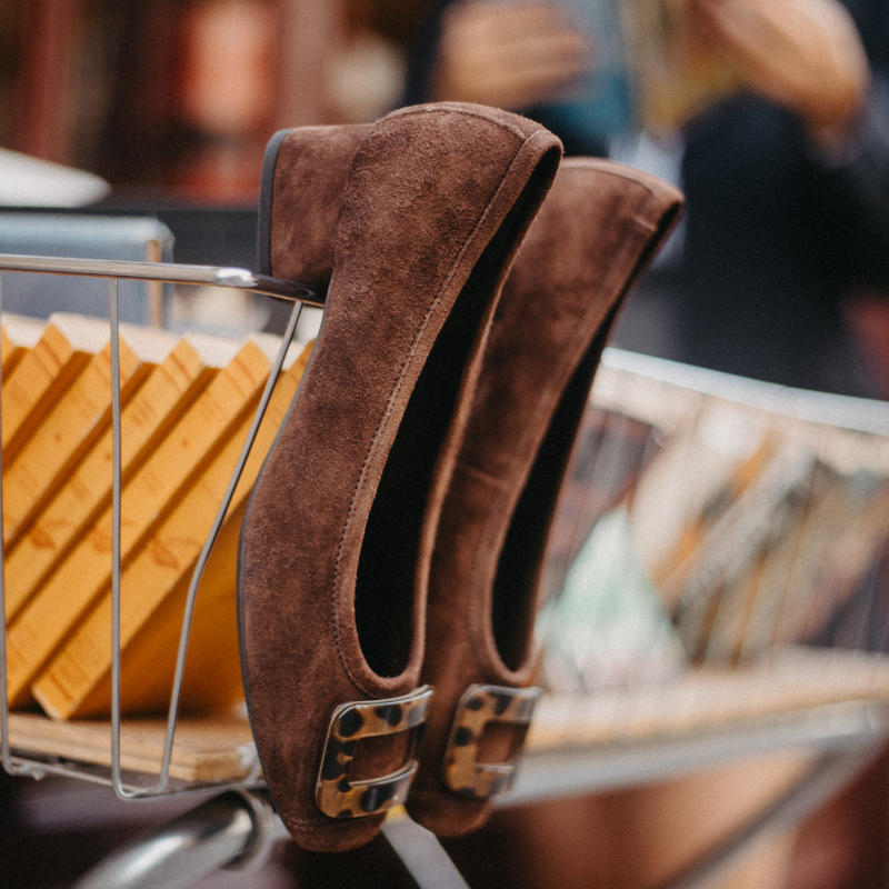 Ballerines Kornelia à talons en cuir velours - Reqins