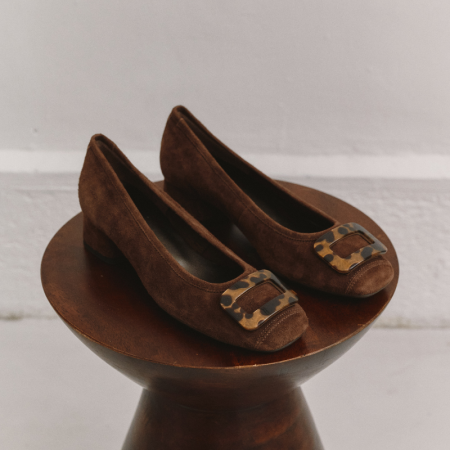 Ballerines Kornelia à talons en cuir velours - Reqins