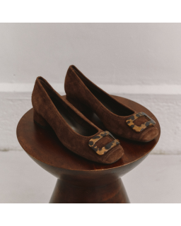 Kornelia Ballerina with Velvet Leather Heels - Reqins