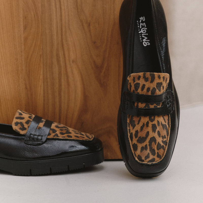 Mocassins Mariella en cuir naplak léopard – Élégance & confort | Reqins