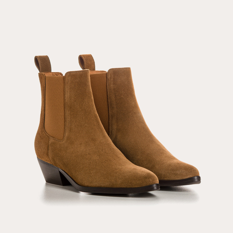 Bottines Belem en cuir velours - Style western chic - Reqins