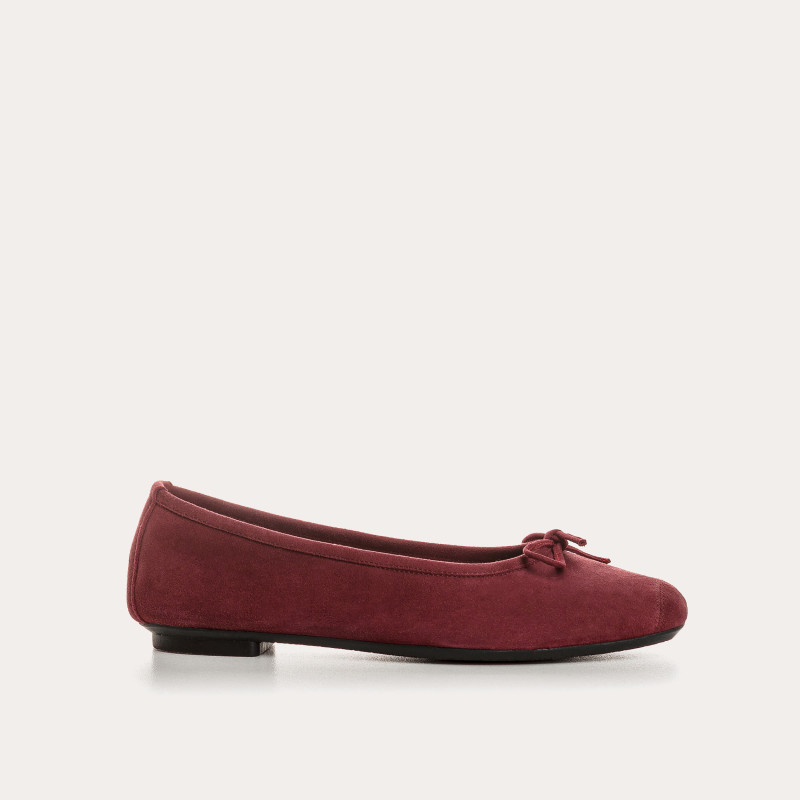 Flat ballerinas with velvet leather knot with tip reinforcement