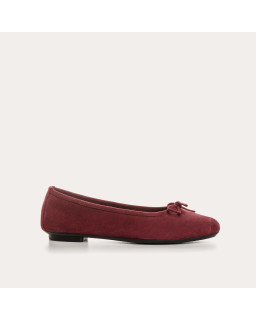 Flat ballerinas with velvet leather knot with tip reinforcement
