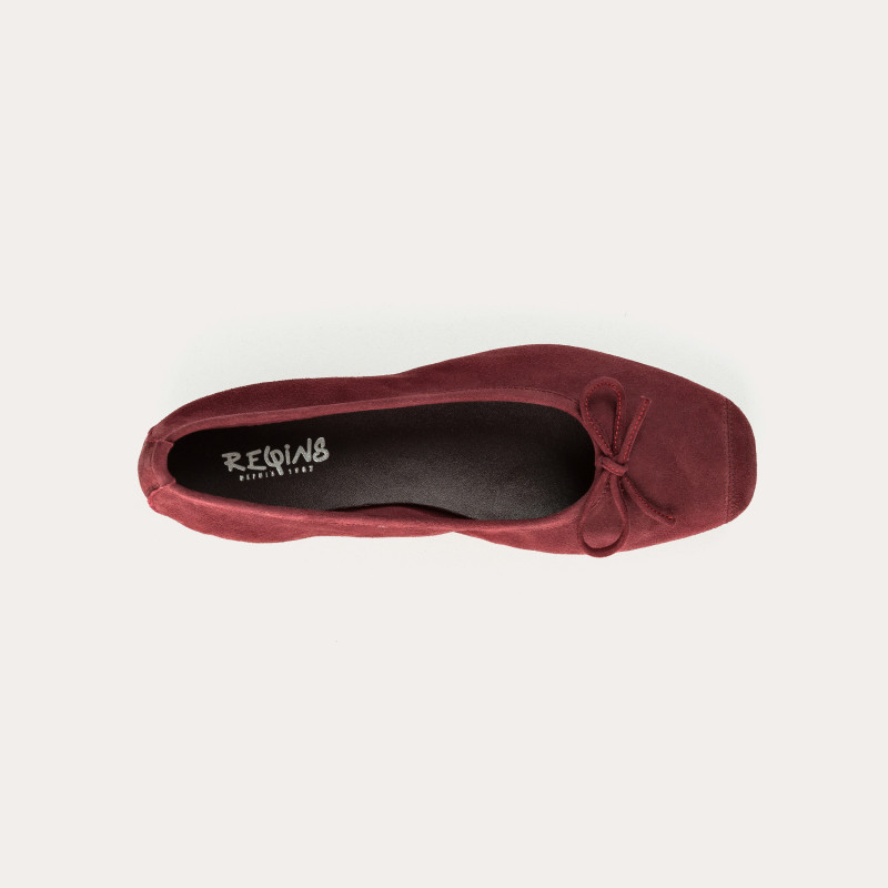 Flat ballerinas with velvet leather knot with tip reinforcement