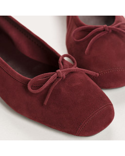 Flat ballerinas with velvet leather knot with tip reinforcement