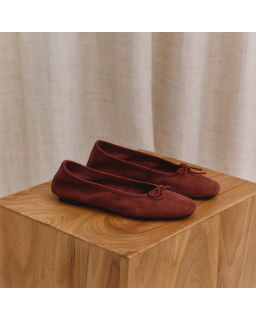 Flat ballerinas with velvet leather knot with tip reinforcement