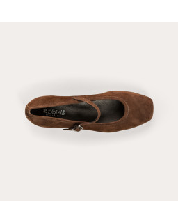 Babies à talons en cuir velours