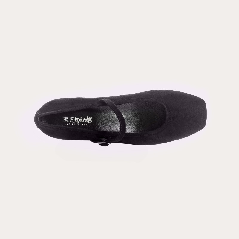 Babies à talons en cuir velours