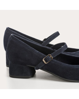 Babies à talons en cuir velours