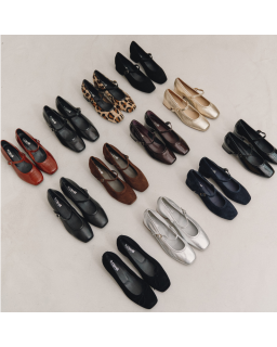 Babies à talons en cuir velours