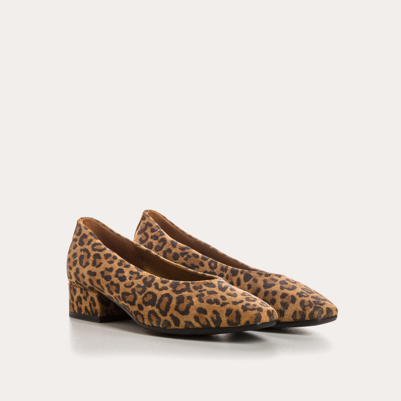 Ballerines à talons Favorite en cuir velours léopard – Élégance & confort | Reqins
